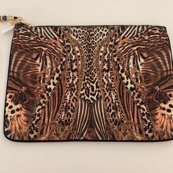 CAMILLA *Berkeley St After Dark* animal print small canvas clutch bag pouch - Picture 5 of 7